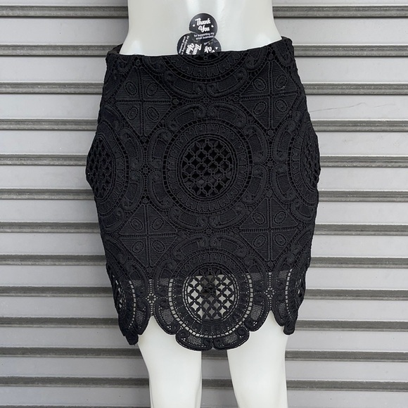 Xhilaration Women’s Black Crochet/Lace Mini Assorted Pattern Skirt Size S - Picture 1 of 8